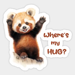 Where's my HUG? Red Panda Sticker